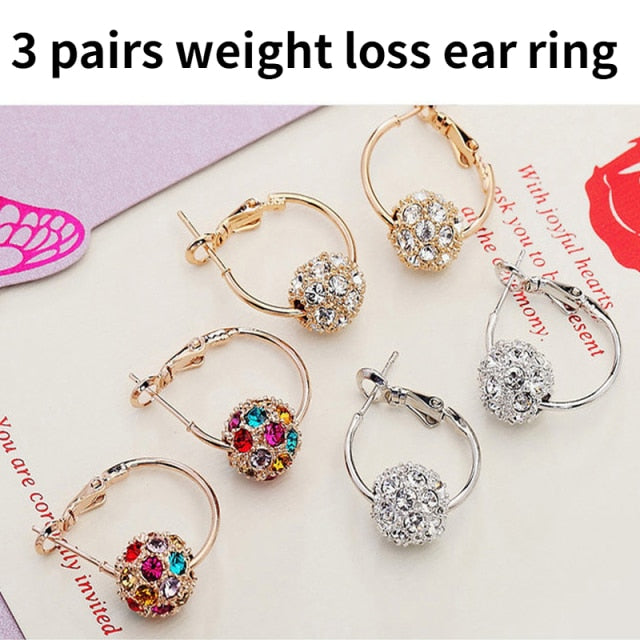 4pcs/Set Magnetic Therapy Slimming Earring Bracelet Ring Lose Weight Body Relaxation Massage Slim Ear Studs Patch Health Jewelry