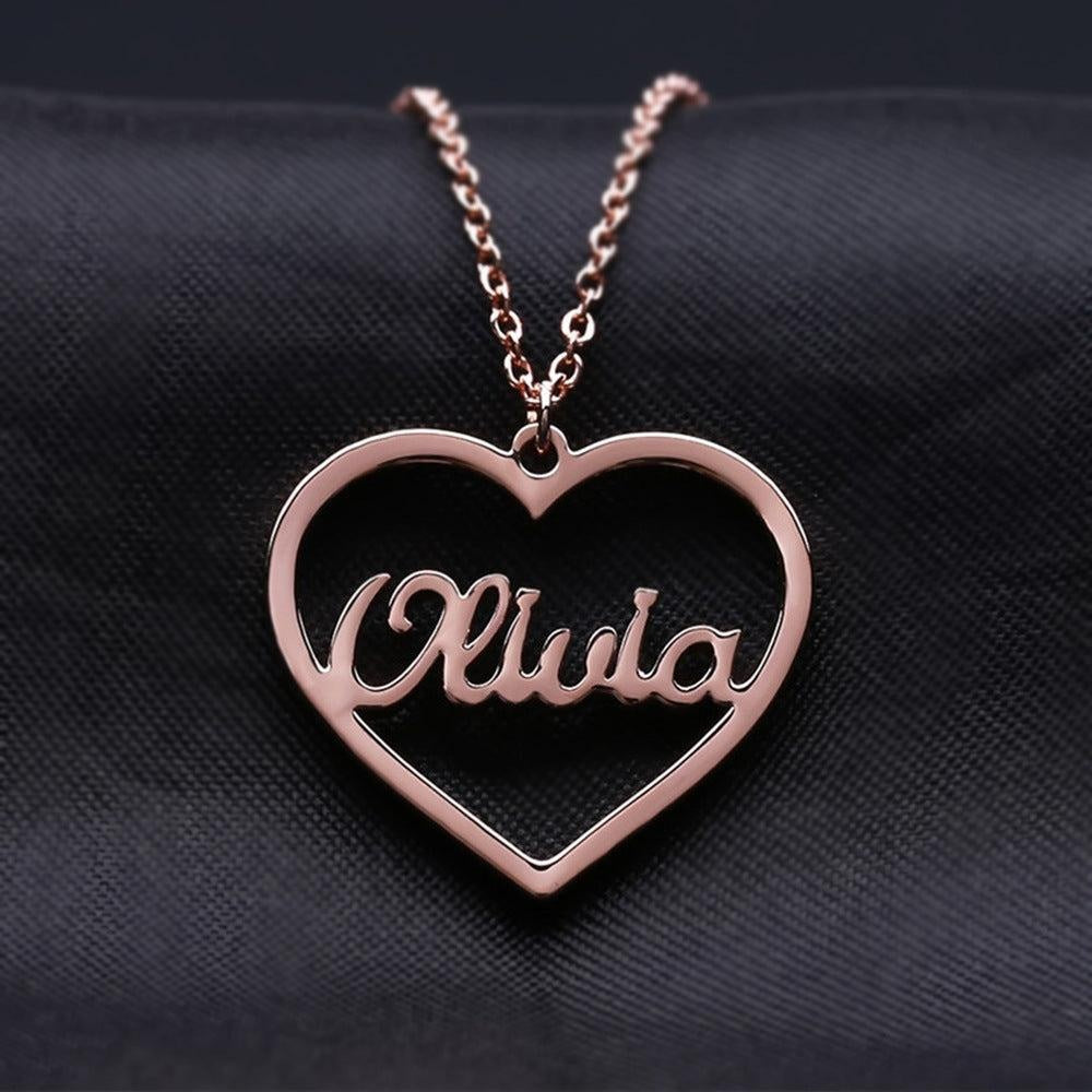 Personalized Custom Heart Pendant Letter Necklace