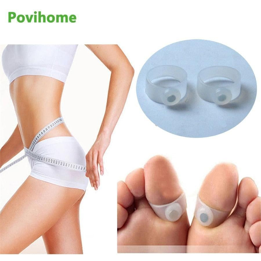 2Pcs/Pair Beauty Magnet Lose Weight Reduce Body Toe Ring Slim Loss Sticker Silicon Foot Massager Foot Care Fat Burner C093