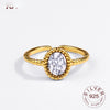 925 Sterling Silver Rings for Women Zircon V Gold Color Vintage Wedding Trendy Jewelry Large Adjustable Antique Rings Anillos
