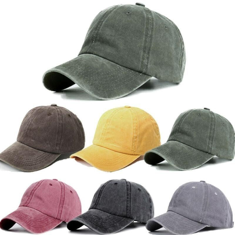 Fashion Solid Style Women Denim Baseball Cap with Ponytail Girl Adjustable Sunshade Washable Hat Hiking Cap Gary Green Red