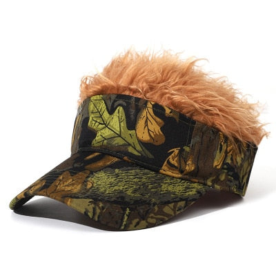 Golf Baseball Cap With Fake Flair Hair cap Sun Visor Fun Toupee Hats Mens Womens Spiked Hairs Wig hat - CyberMarkt