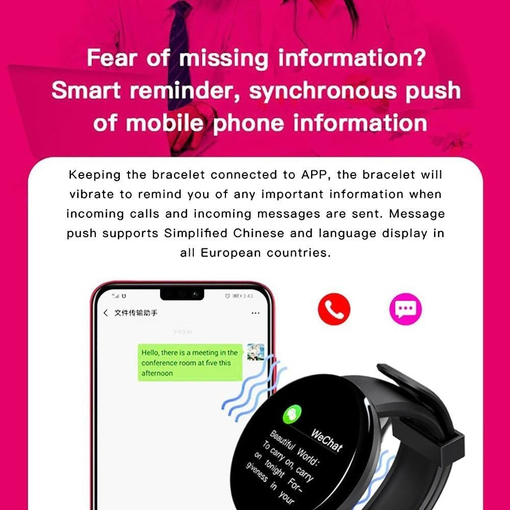 D18 Smart Watch Women Smart Bracelet Fitness Tracker Sleep Tracker Blood Pressure Blood Oxygen Health WristBand Sport Bracelet