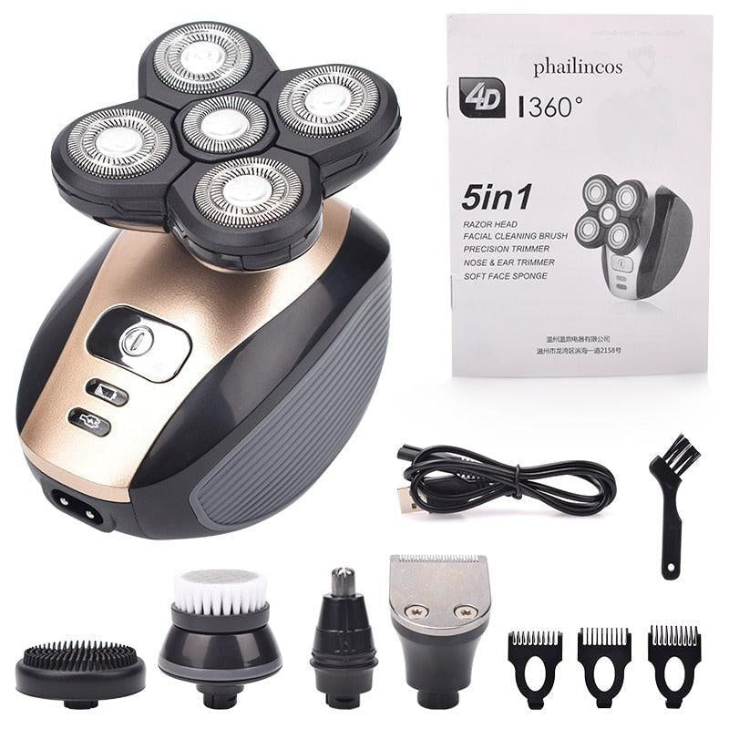 Electric for Men Bald Head Shaver 5 in 1 Electric Shaver Kit Cordless Hair Clippers Nose Hair Trimmer Waterproof USB Rechargeabl