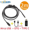 7mm Endoscope Camera Flexible IP67 Waterproof 6 Adjustable LEDs Inspection Borescope Camera Micro USB OTG Type C for Android PC