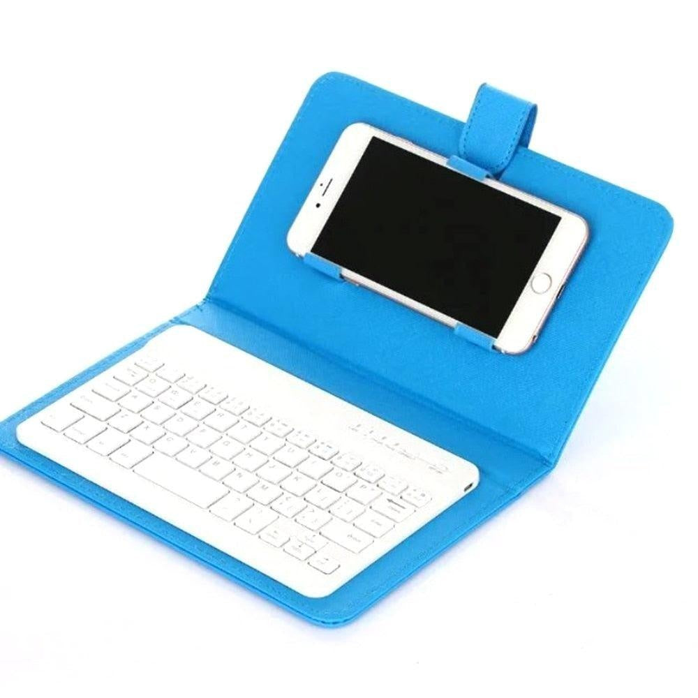 Phone Bluetooth Keyboard Case Leather Stand Cover For 4.5-6.8Inch iPhone / Android Phone