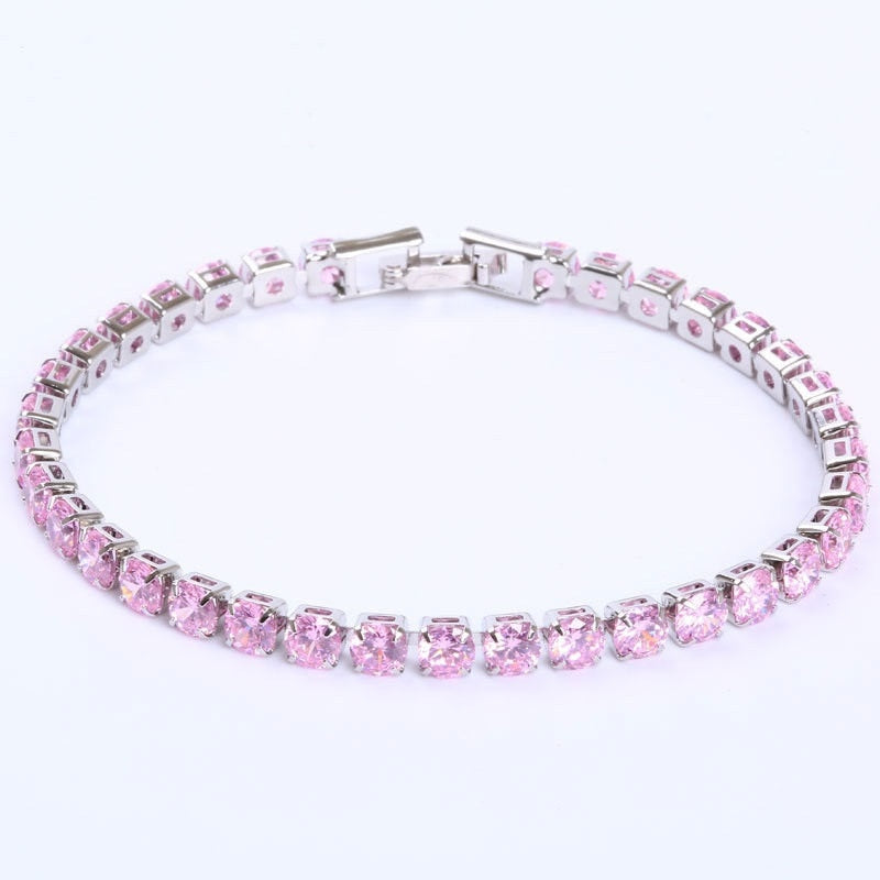 Luxury 4mm Cubic Zirconia Tennis Bracelets Iced Out Chain Crystal Wedding Bracelet For Women Men Gold Silver Color Bracelet