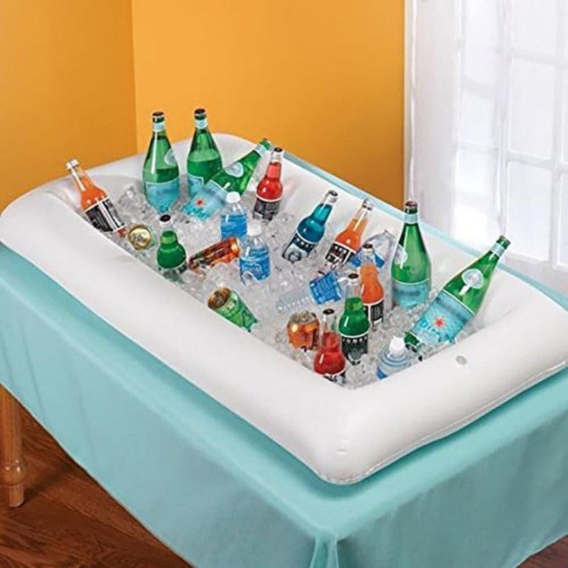 Inflatable Summer Water Party Air Mattress Ice Bucket Serving/Salad Bar Tray Food Drink Holder