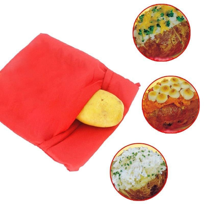 Red Washable Cooker Bag Microwave Potatoes Corns Bread Baking Bag Pocket Reusable Easy To Cook Steam Kitchen Gadget Baking Tool
