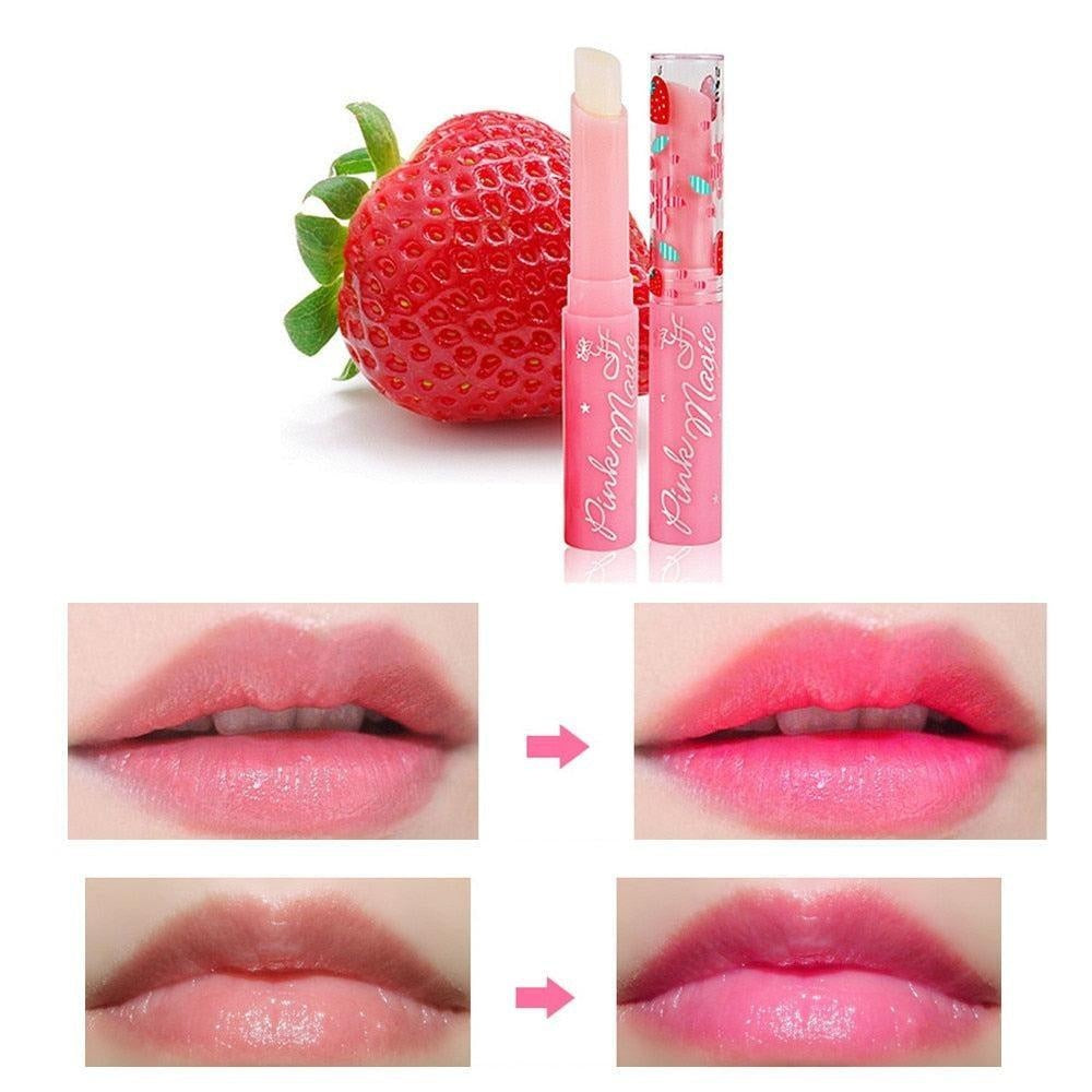 Winter Women Magic Chapstick Strawberry Temperature Color Changing Kawaii Cute Makeup Lipstick Care Moisturizer Balm Waterproof - CyberMarkt