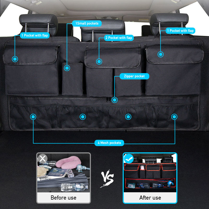 Car Trunk Organizer With 9 Pockets Large Capacity Storage Bag Backseat Oxford Cloth Backseat Stowing And Tidying Car Accessories
