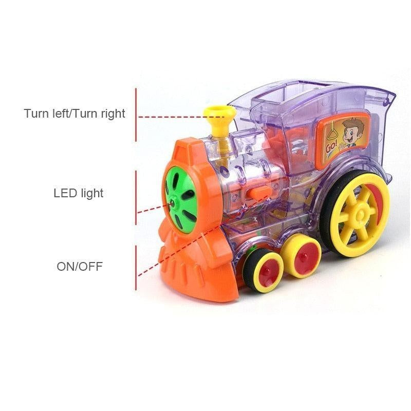 80pcs Train Electric Domino Car Vehicle Model Magical Automatic Set Game Building Blocks Car Truck Vehicle Stacking for Kid Gift
