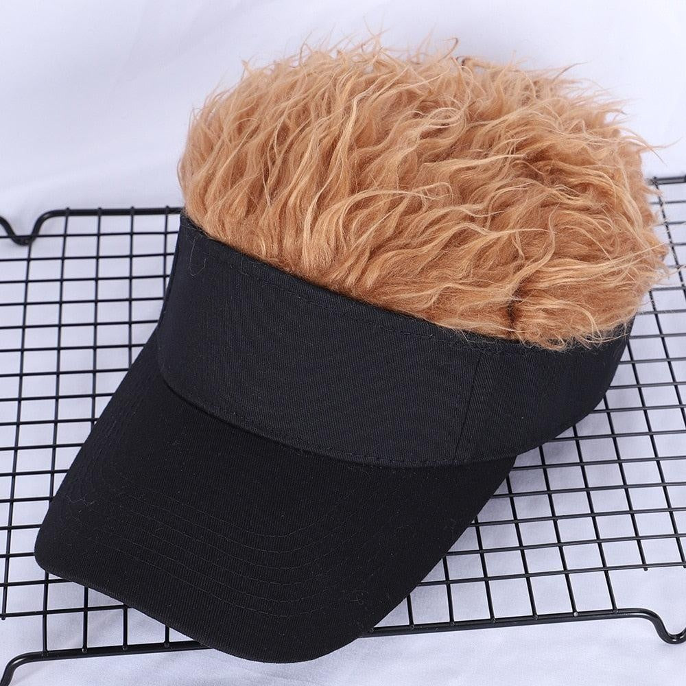 Golf Baseball Cap With Fake Flair Hair cap Sun Visor Fun Toupee Hats Mens Womens Spiked Hairs Wig hat - CyberMarkt