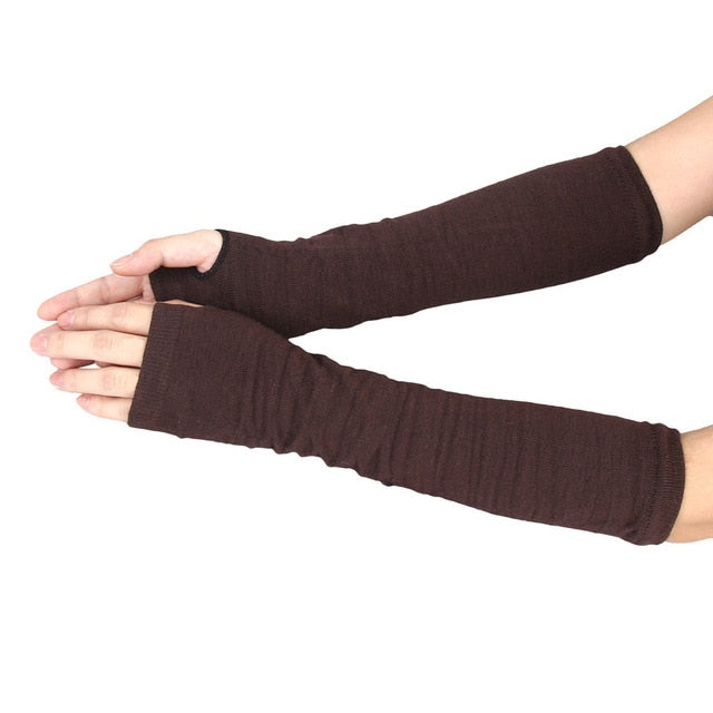 Women Long Fingerless Gloves Warm Glove Wrist Arm Hand Warmer Knitted Gloves Long Arm Glove Mitten Handschoenen 2020