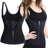 Women Black Chest Support Zipper Vest Waist Slimming Tummy Control Shapewear Bodysuit Waist Trainer