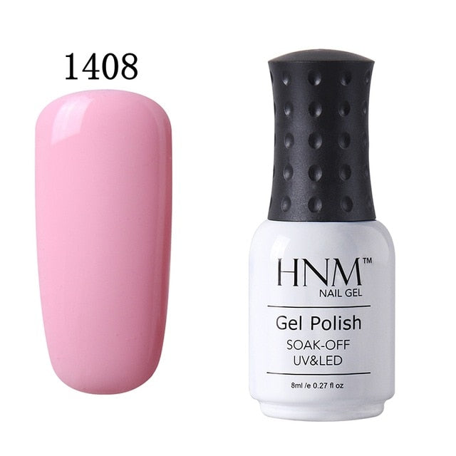HNM 8ML Pure 28 Colors UV Gel Nail Polish Soak Off Lucky Lacquer Primer Led Hybrid Varnish Semi Permanent Top Base Paint Gellak