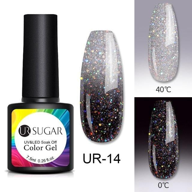UR SUGAR Rainbow Thermal Color Changing Gel Nail Polish  Glitter Temperature Soak Off UV Gel Varnish 7.5ml Nail Art