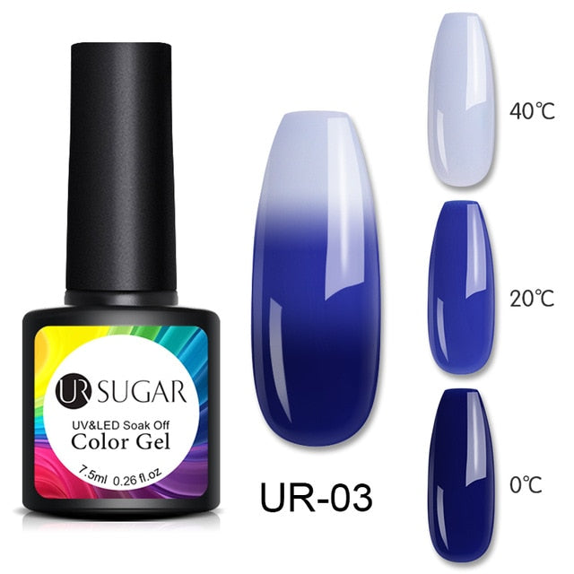 UR SUGAR 7.5ml Thermal Glitter Gel Soak Off UV Gel Polish  Temperature Color-changing UV Gel Varnish Nail Art varnish