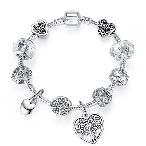 ELESHE Luxury Brand Women Bracelet Silver Color Crystal Charm Bracelet for Women DIY Beads Bracelets & Bangles Jewelry Gift