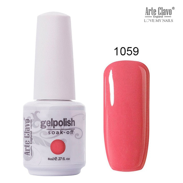 Arte Clavo 8ml Nail Polish Nail Gel Soak off LED UV Hybrid Gel Lacquer Nail Primer Gel Varnish Red Pink Glitter Nail Makeup