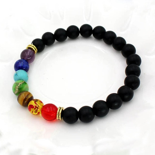 7 Chakra Healing Beaded Bracelet Natural Lava Stone Tiger Eye Beads Bracelet 8MM For Women Men Fashion Yoga Jewelry Dropshipping