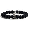 Couple Distance Black Lava Beads Handmade Bracelets Charm Crown Men's Natural Stone Bracelet Women Yoga Jewelry Gift