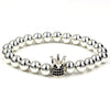 New Fashion Imperial Micro Pave Cubic Zircon Crown Charm Bracelet Men Women's White Crack Flowers Stone Beads Bracelet Jewelry