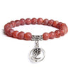 Handmade Natural Stone Lotus Ohm Buddha Beads Bracelet Pink Zebra Stone Lotus Charm Bracelet for Women Men Yoga  Jewelry Gifts  23cm