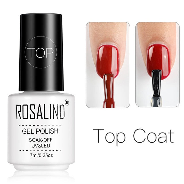 ROSALIND 7ml Matt Top Coat gel Lacquer Long-lasting Soak-off LED UV Gel color Manicure polish for Nail Art gel varnish