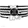 Load image into Gallery viewer, Infinity Love Support the Black All Black Lives Matter I can&#39;t Breathe Not One More Heart Leather Mens Bracelets for Women