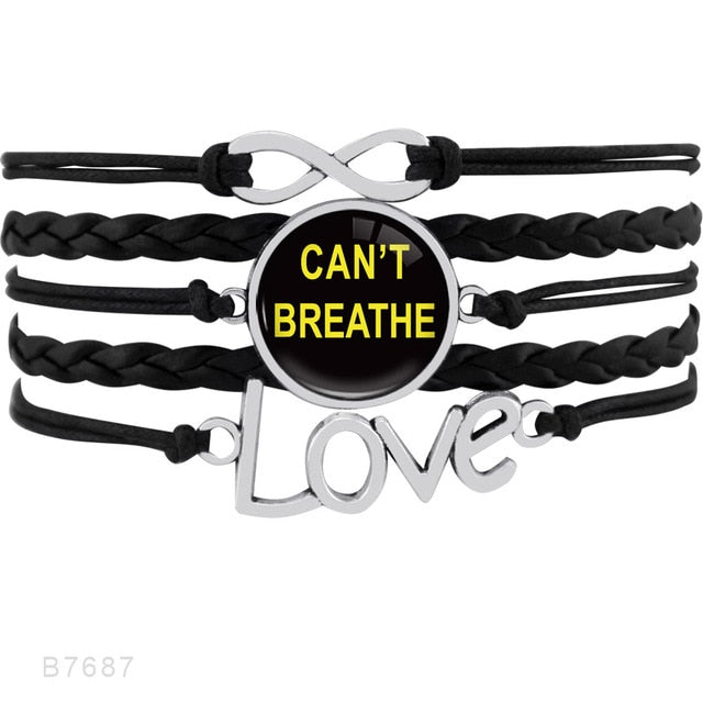 Infinity Love Support the Black All Black Lives Matter I can't Breathe Not One More Heart Leather Mens Bracelets for Women