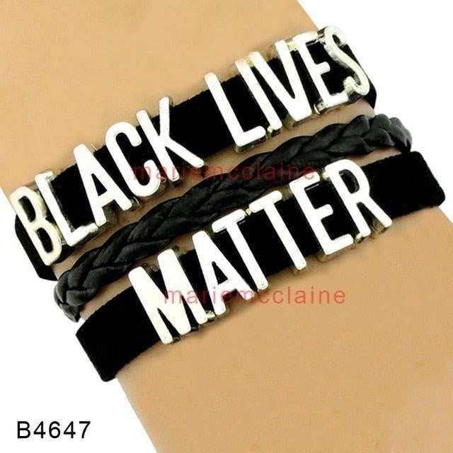 Infinity Love Support the Black All Black Lives Matter I can't Breathe Not One More Heart Leather Mens Bracelets for Women