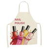 Load image into Gallery viewer, Linen Flower Nail Polish Theme Print Kitchen Aprons Unisex Dinner Party Cooking Bib Funny Pinafore Cleaning Apron