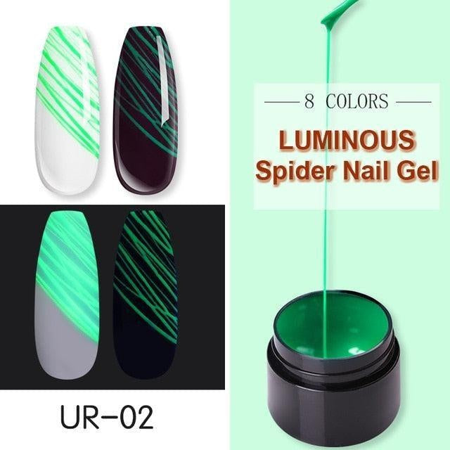 UR SUGAR Luminous Spider Nail Gel Fluorescent Neon Effect Nail Art Wire Drawing Pulling Silk Spider UV Gel Soak Off Gel Polish