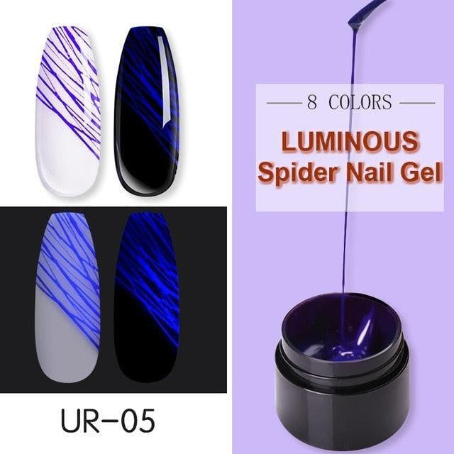 UR SUGAR Luminous Spider Nail Gel Fluorescent Neon Effect Nail Art Wire Drawing Pulling Silk Spider UV Gel Soak Off Gel Polish