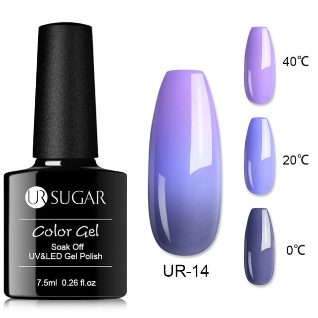 UR SUGAR 7.5ml Thermal Glitter Gel Soak Off UV Gel Polish  Temperature Color-changing UV Gel Varnish Nail Art varnish