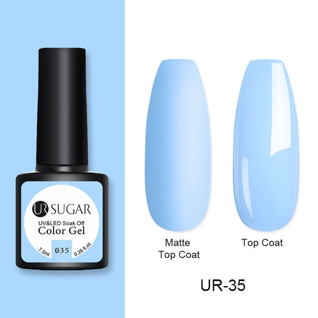 UR SUGAR 7.5ml Gel Nail Polish  Nail Color Soak Off UV Gel Varnish  Semi Permanant UV Gel Nail Art varnish Top Coat