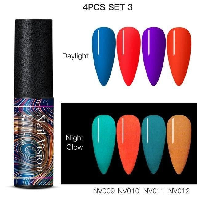 Luminous Nail Gel Glow In Dark Fluorescent Neon UV LED Semi Permanent Soak Off Gel Varnish Lighting In Night Nail Art Varnish
