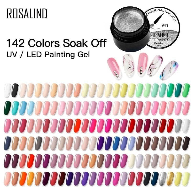 ROSALIND 5ML Painting Gel Polish 142 Colors Gel Nail Polish Set For Manicure DIY Base Coat Varnish Hybird Design Of Nail Art