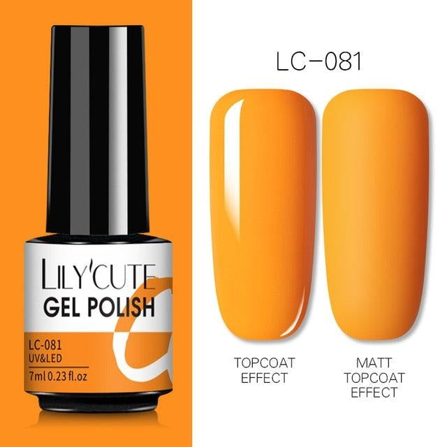 LILYCUTE 7ml Nail Gel Polish Semi Permanent Gel Varnish Base Top Coat UV LED Gel Varnish Soak Off Nail Art Gel Nail Polish