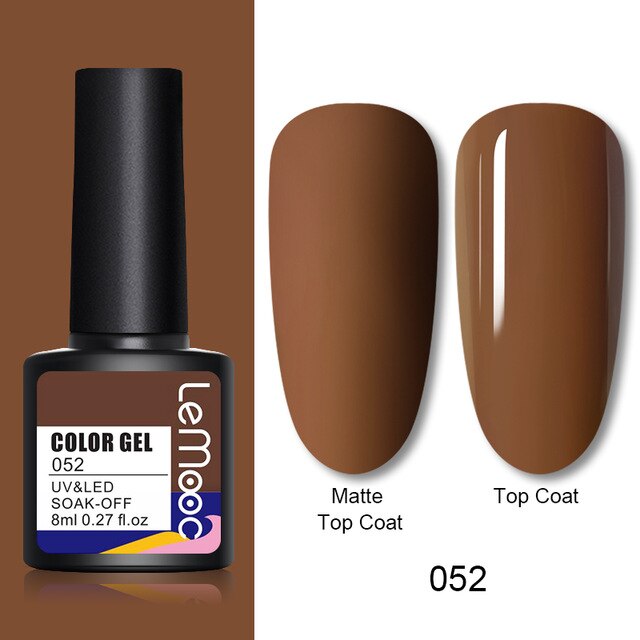 LEMOOC 8ml Nail Gel Polish 136 Colors Soak Off Semi Permanent For Matte Base Coat Hybrid Nail Art Gel Varnish Varnishes