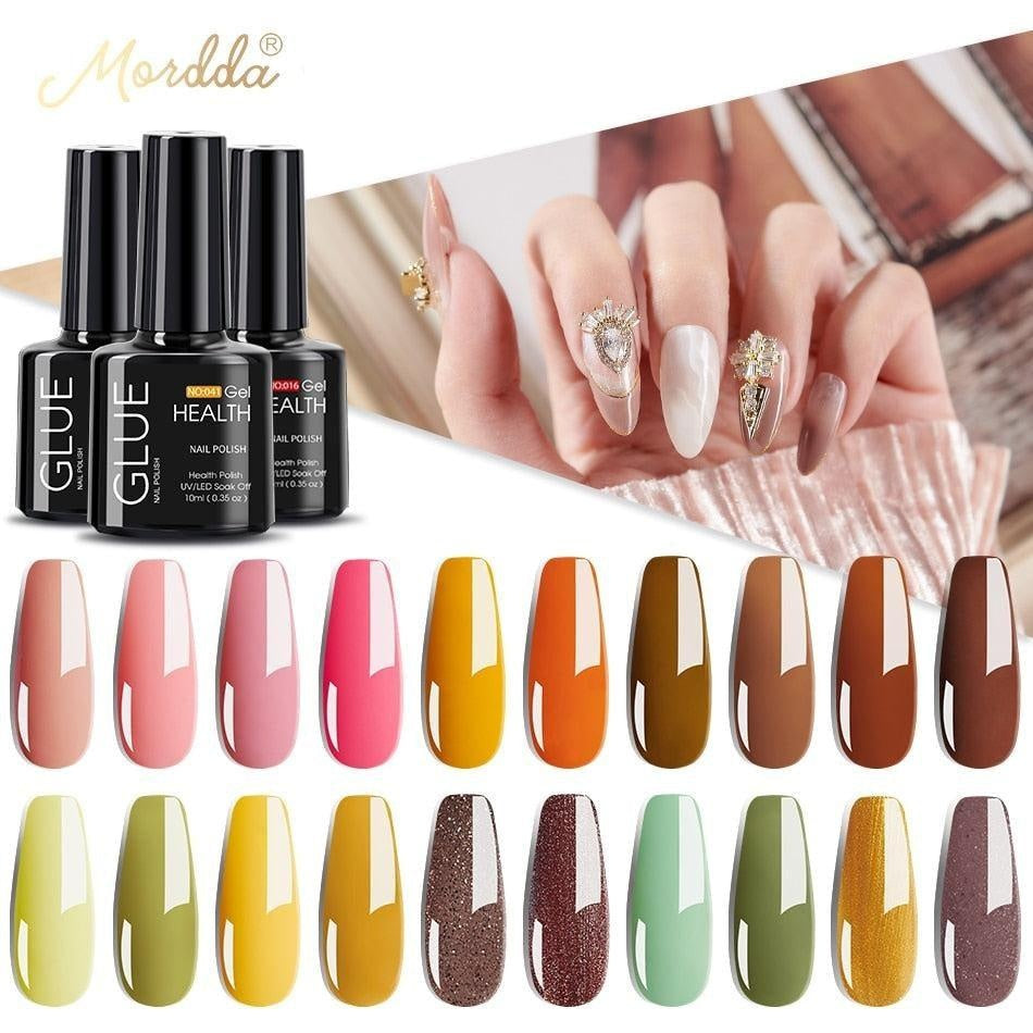 MORDDA 10ml Gel Nail Polish Glitter For Manicure set nail art Semi platium UV LED Lamp Nail varnishes Base top coat Gel lacquer - CyberMarkt