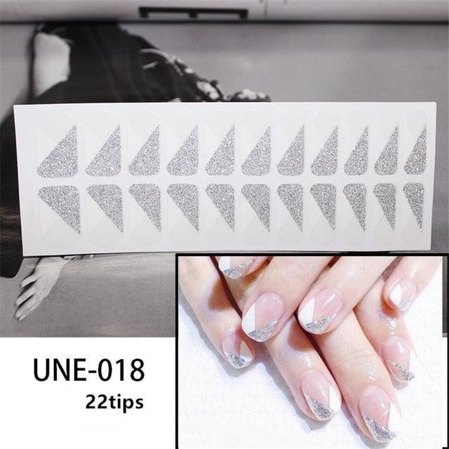 Recuerdame 22tips Nail Art Adhesive Sticker DIY Manicure Snowflake Shiny Sequins Nail Polish Strips Wraps Accessories Wholesale