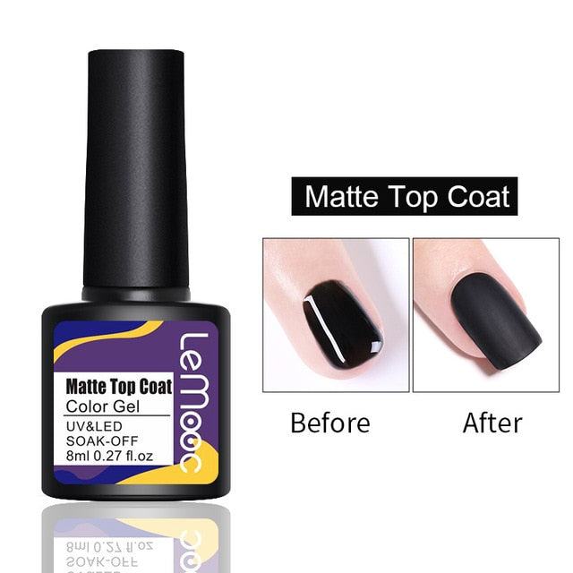 LEMOOC Nail Polish Gel Semi Permanant Soak Off Nail Varnishes Lacquers UV LED Polishes  and Glitter Gel Base Matte Top Coat