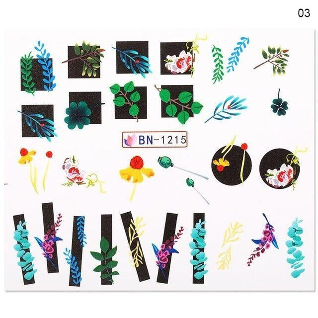 Harunouta Nails Sticker Nail Art Decorations Flowers Leaves Decals Water Transfer Sliders Woman Face Fruit Foil Manicures Wraps