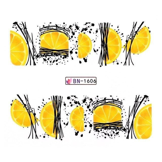 Harunouta Nails Sticker Nail Art Decorations Flowers Leaves Decals Water Transfer Sliders Woman Face Fruit Foil Manicures Wraps
