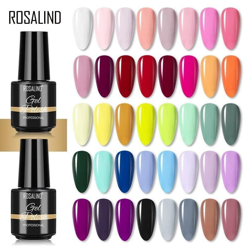 ROSALIND Nail Gel Polish Hybrid Vernis 7ML Soak Off Nails Art Design Semi Permanent Gel Lacquer Pure Colors All For Manicure