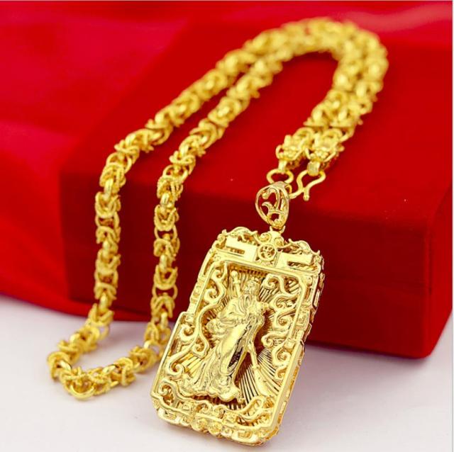 Classic 24K Gold Necklace for Men Gold Fine Jewelry Yellow Gold Luxury MALE Pendant Necklace for Wedding Jewelry Birthday Gifts
