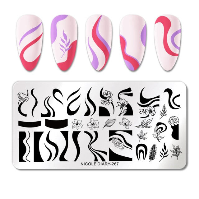NICOLE DIARY People Image Line Pictures Nail Stamping Plates Marble Image Stamp Templates Geometric  Printing Stencil Tools