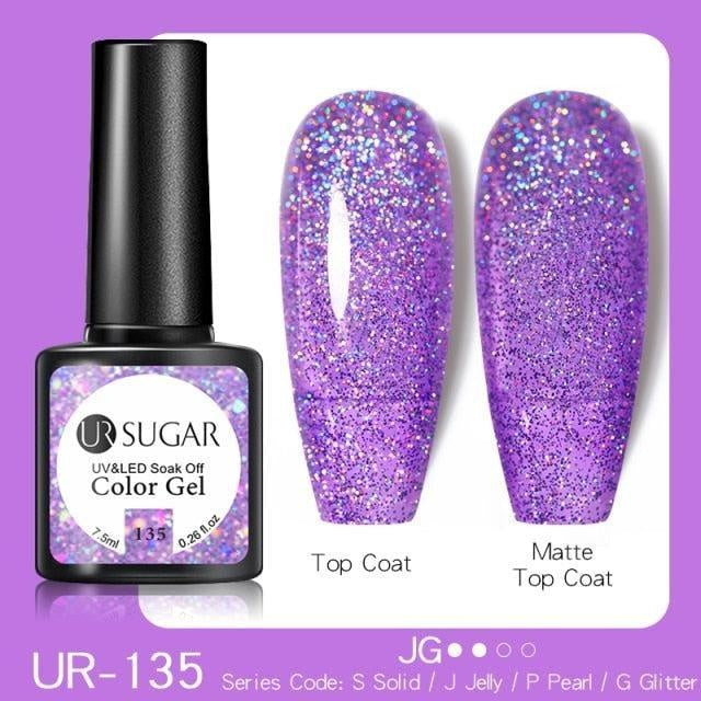 UR SUGAR 7.5ml Purple Color Gel Nail Polish Matte Top Coat Semi Permanent Soak Off Nail Art UV Gel Varnish All For Manicure